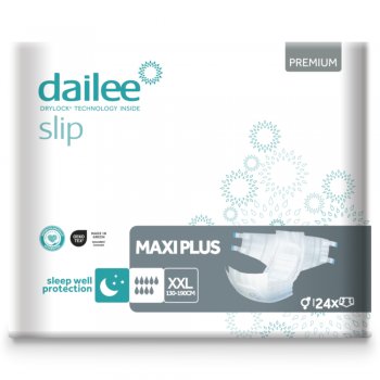 24 Dailee Slip Premium Maxi Plus XXL, 9 Tropfen Inkontinenz Windeln