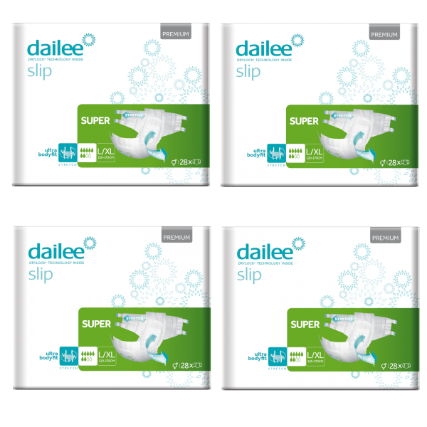 4x30 Dailee Slip Premium Super M, 7 Tropfen Inkontinenz Windeln